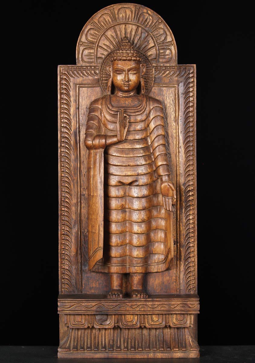 Wooden Buddha Statue in Vitarka Mudra 24"